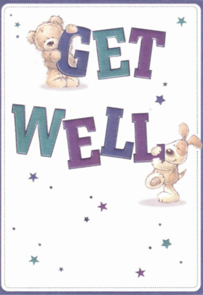 Set against a spotless white background reminiscent of St Albans' serene town squares, this get well card tells a story of encouragement and gentle affection. At the centre, a bear with downy brown fur and a soft, emotive gaze steadies the bold 'GET', painted in velvety purple. The puppy, joyous and floppy-eared, nuzzles the 'WELL' below, its creamy fur and animated expression radiating the warmth and joy you might find on a stroll through Clarence Park. Vibrant stars and bursts in shades of blue and violet scatter across the scene, each one representing little sparks of hope sent out into the world. The typography carries weight and cheer, with thick lines and lively curves offering reassurance in every stroke. Each visual detail has been composed as mindfully as a St Albans bouquet-focusing on nurturing care, positivity, and emotional healing. This card, much like an arrangement delivered by Flower Delivery St Albans, transforms a simple message into a heartfelt lift, aiming to brighten a difficult moment with the same sincerity found in every hand-tied bouquet.
